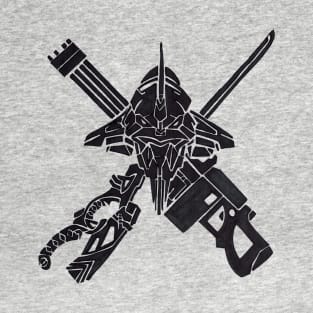 EVA 01 skull head weapons T-Shirt